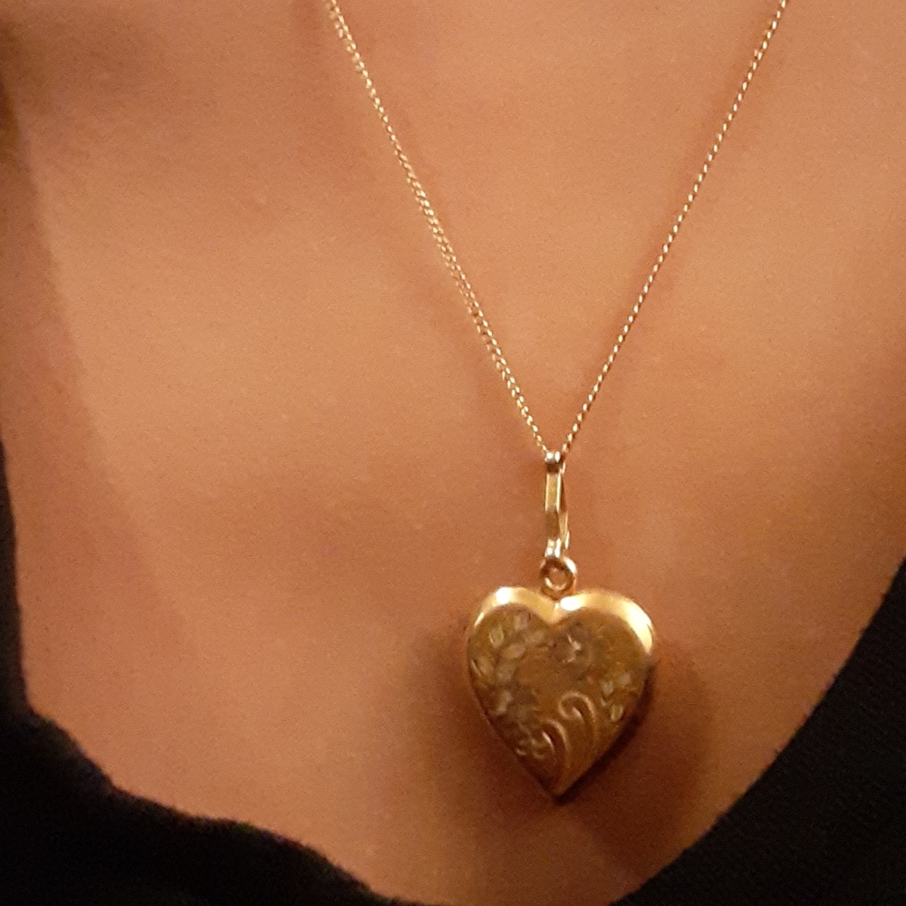 14k 1/20 gf heart locket necklace